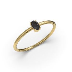 Solid Yellow Gold Oval Minimalist Promise Ring